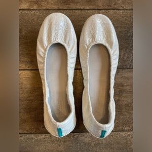Tieks Diamond White Croc Patent Leather Ballet Flats Size 10